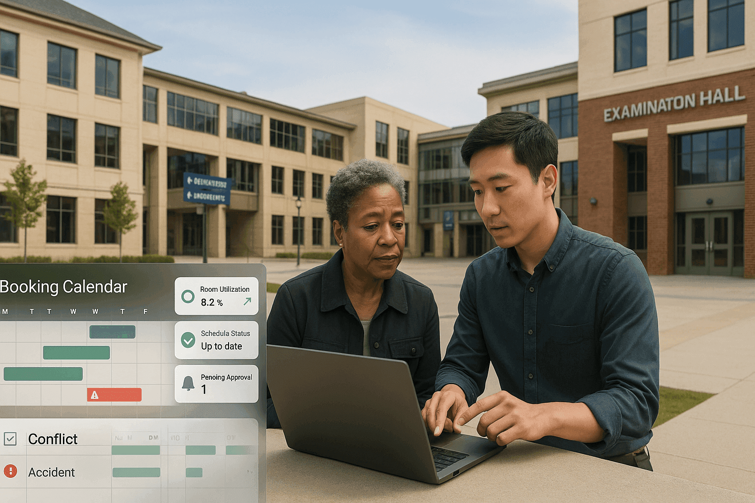 CAFM dashboard showing space management software floor plans, occupancy analytics and team schedules for facility managers